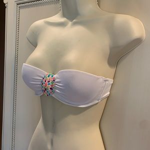 Victoria Secret Strapless White Bikini Top 32 B Sm